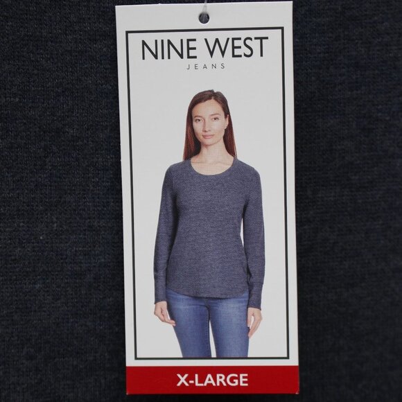 Nine West Womens Heather Mood Indigo Long Sleeve Sweater, Size XL, New with Tags - Picture 9 of 12
